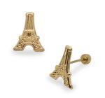 Broqueles A1008torre Eiffel De Oro 14k