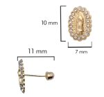 Broqueles C1181 Virgen Oval De Oro 14k