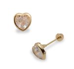 Broqueles L1018 Corazón Bicel Liso De Oro 14k